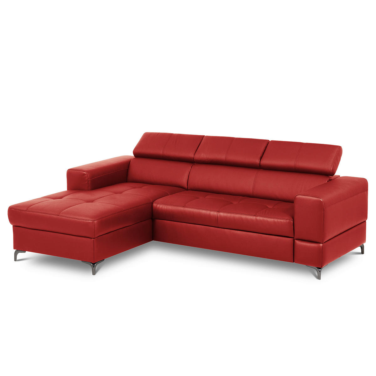 ECKSOFA  in Lederlook Echtleder Rot  - Rot/Schwarz, Design, Leder/Textil (173/247cm) - Livetastic