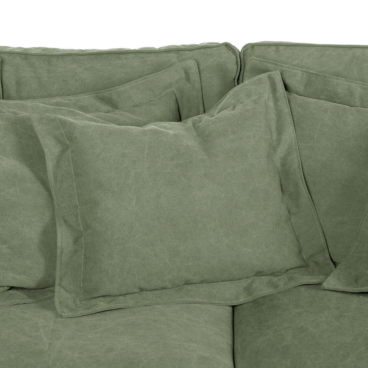 BIGSOFA STELLA in Webstoff Olivgrün  - Schwarz/Olivgrün, Design, Kunststoff/Textil (338/90/119cm) - P & B