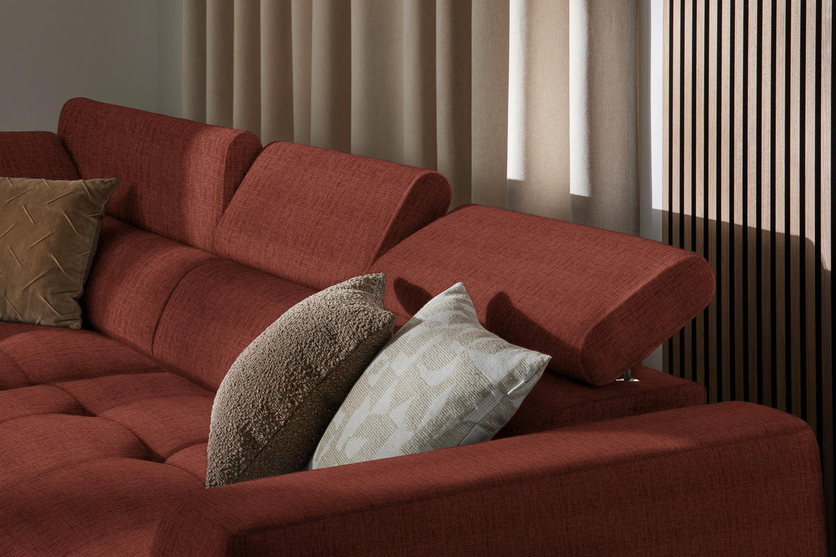ECKSOFA in Chenille Rostfarben  205/284 cm  - Rostfarben/Schwarz, Design, Kunststoff/Textil (205/284cm) - Xora
