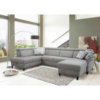 WOHNLANDSCHAFT Hellgrau Mikrofaser  - Hellgrau/Schwarz, KONVENTIONELL, Textil/Metall (193/317/165cm) - Sit & More