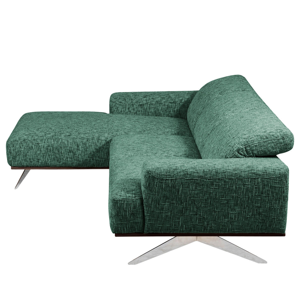 ECKSOFA Struktur Grün  - Chromfarben/Grün, Design, Holz/Textil (187/295cm) - Livetastic