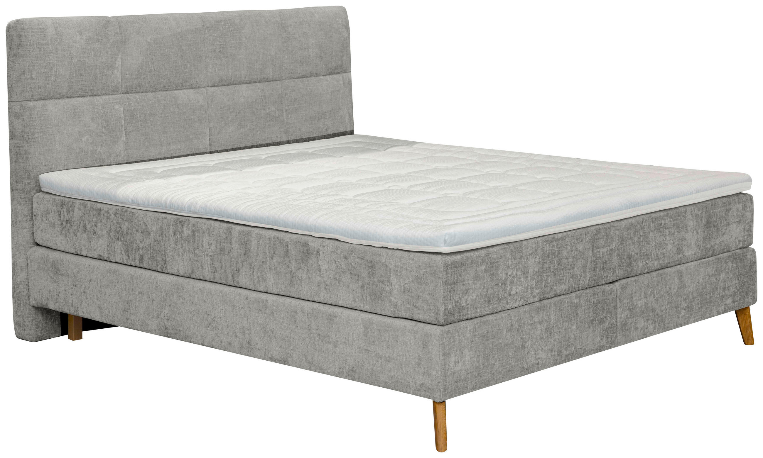BOXSPRINGBETT 180/200 cm  in Grau  - Eichefarben/Grau, Konventionell, Holz/Textil (180/200cm) - Carryhome