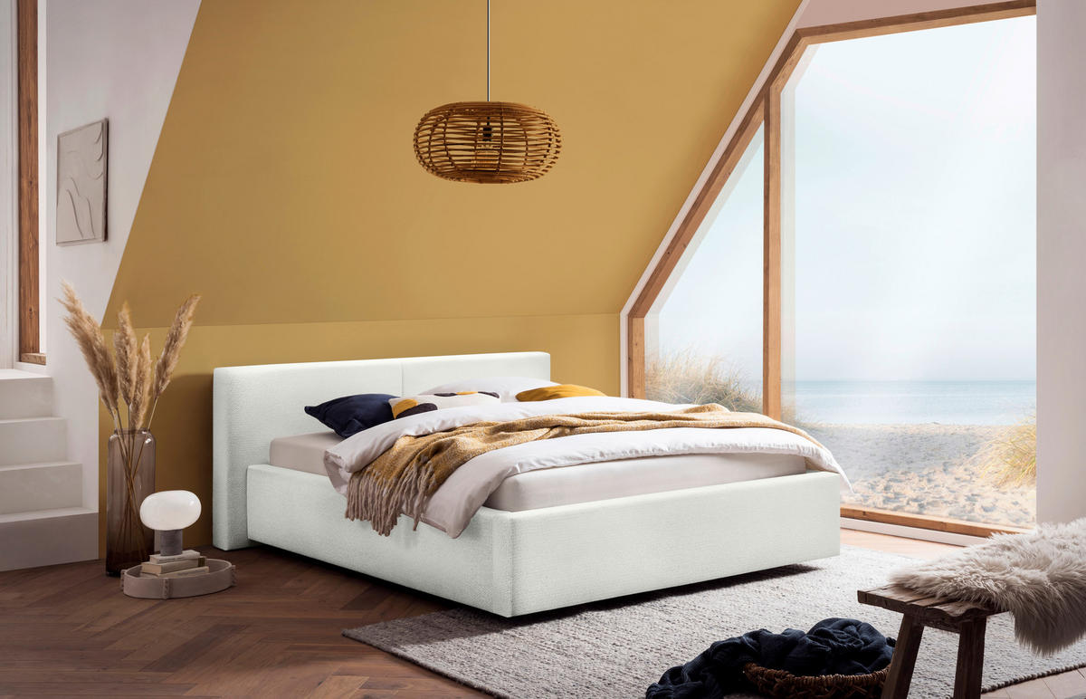 POLSTERBETT 140/200 cm  Weiss  - Weiss, Basics, Holz/Textil (140/200cm) - Boxxx