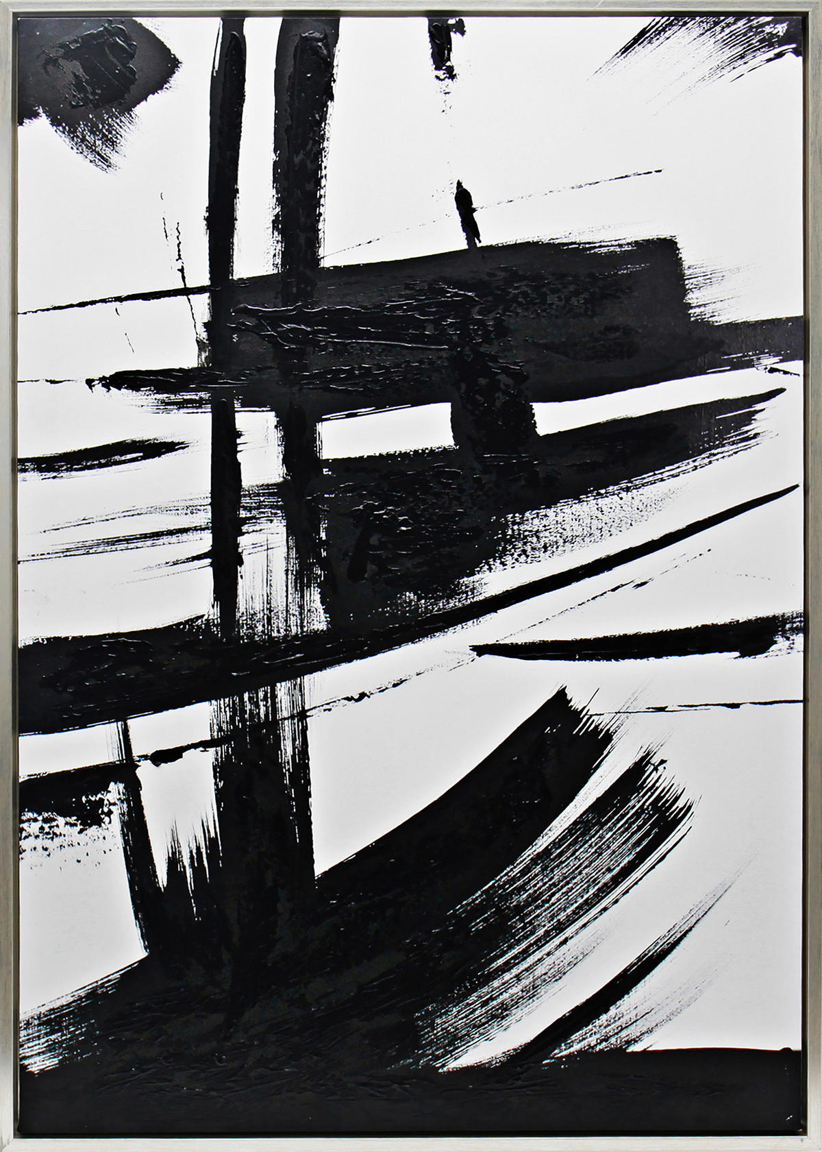 ÖLGEMÄLDE Abstraktes 70/100 cm  - Silberfarben/Schwarz, Trend, Holzwerkstoff/Kunststoff (70/100cm) - Monee