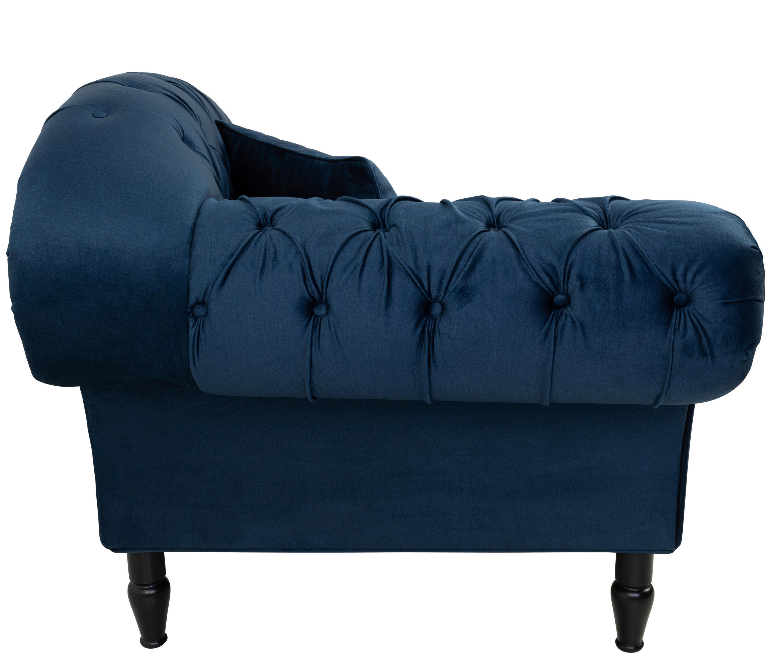 RÉCAMIERE in Velours Dunkelblau  - Schwarz/Dunkelblau, Design, Holz/Textil (216/91/103cm) - MID.YOU