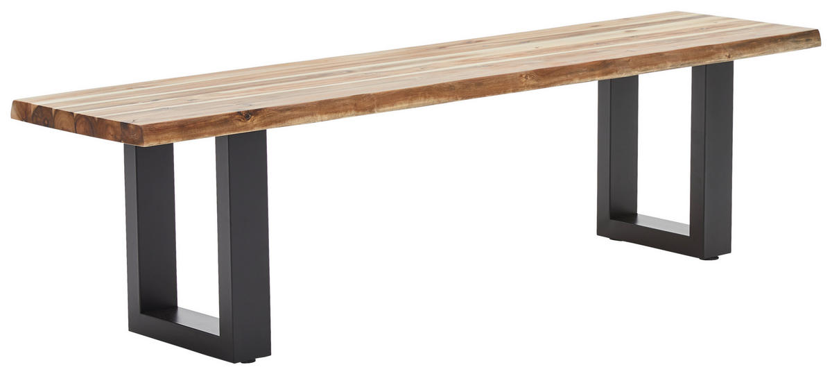 SITZBANK 140/45/40 cm Akaziefarben Akazie vollmassiv  - Schwarz/Akaziefarben, Basics, Holz/Metall (140/45/40cm) - MID.YOU