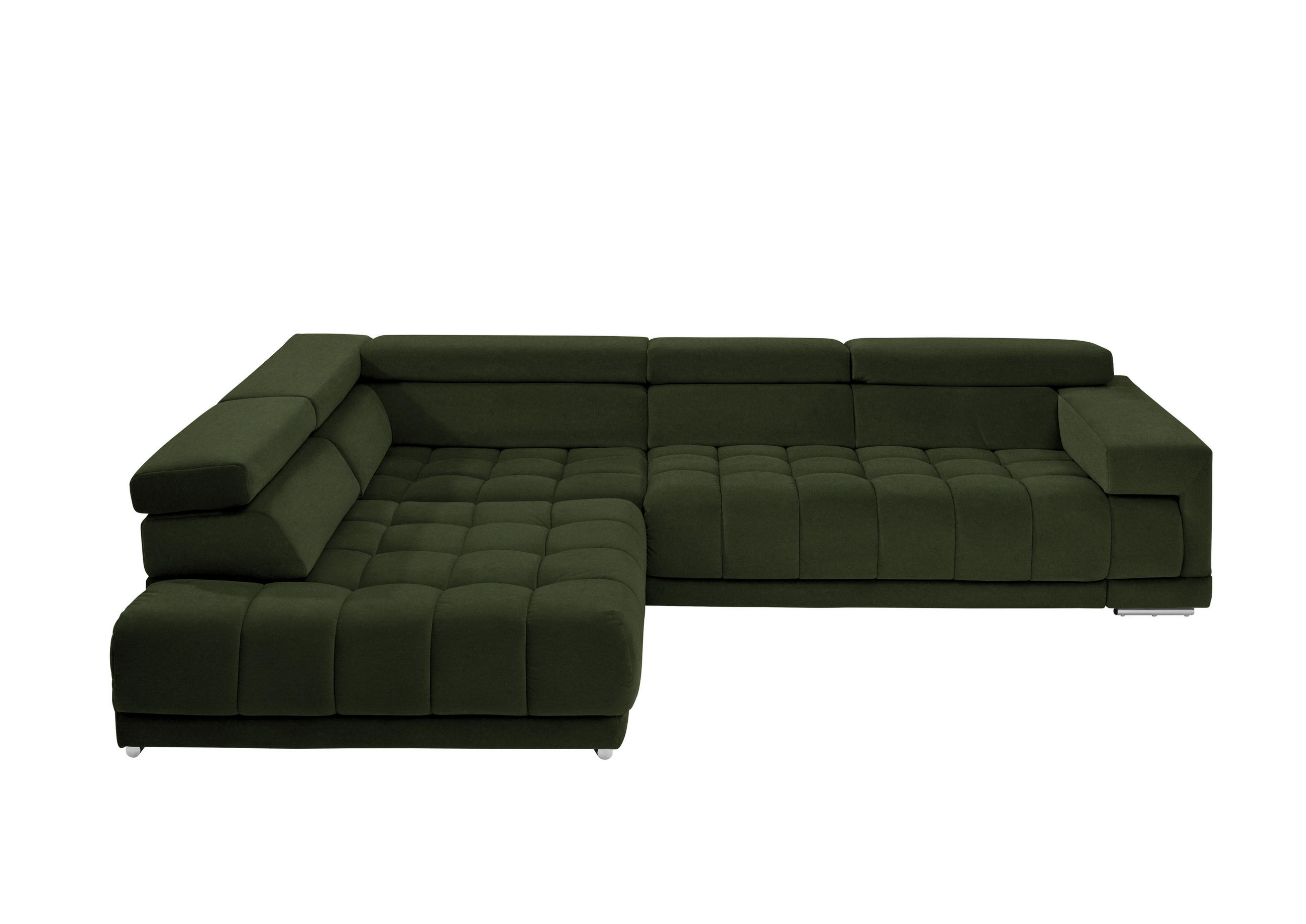 ECKSOFA in Mikrofaser Waldgrün  222/326 cm  - Waldgrün/Chromfarben, Design, Textil/Metall (222/326cm) - Beldomo Speed