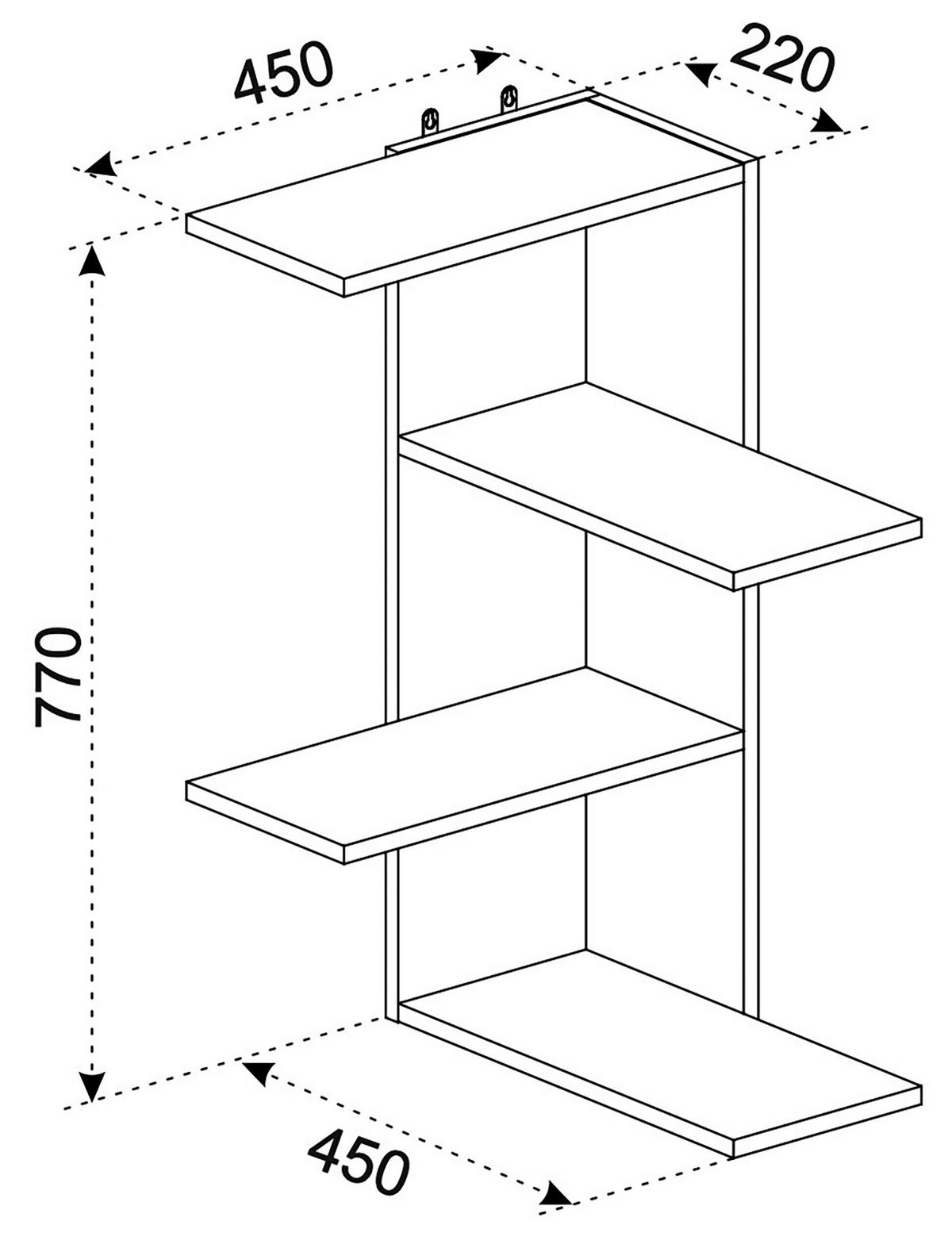WANDREGAL 45/77/45 cm  - Schwarz, MODERN, Holzwerkstoff (45/77/45cm) - MID.YOU