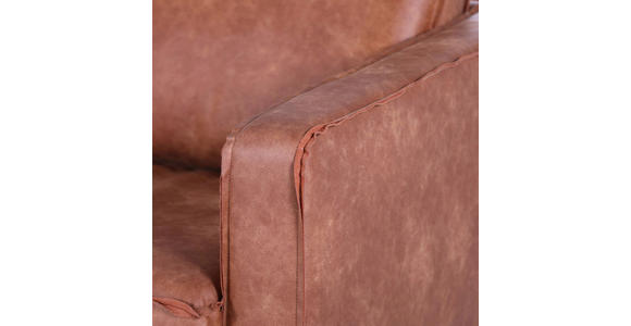 2-SITZER-SOFA  in Mikrofaser Cognac  - Cognac/Schwarz, KONVENTIONELL, Textil/Metall (165/66/93cm) - Ambia Home