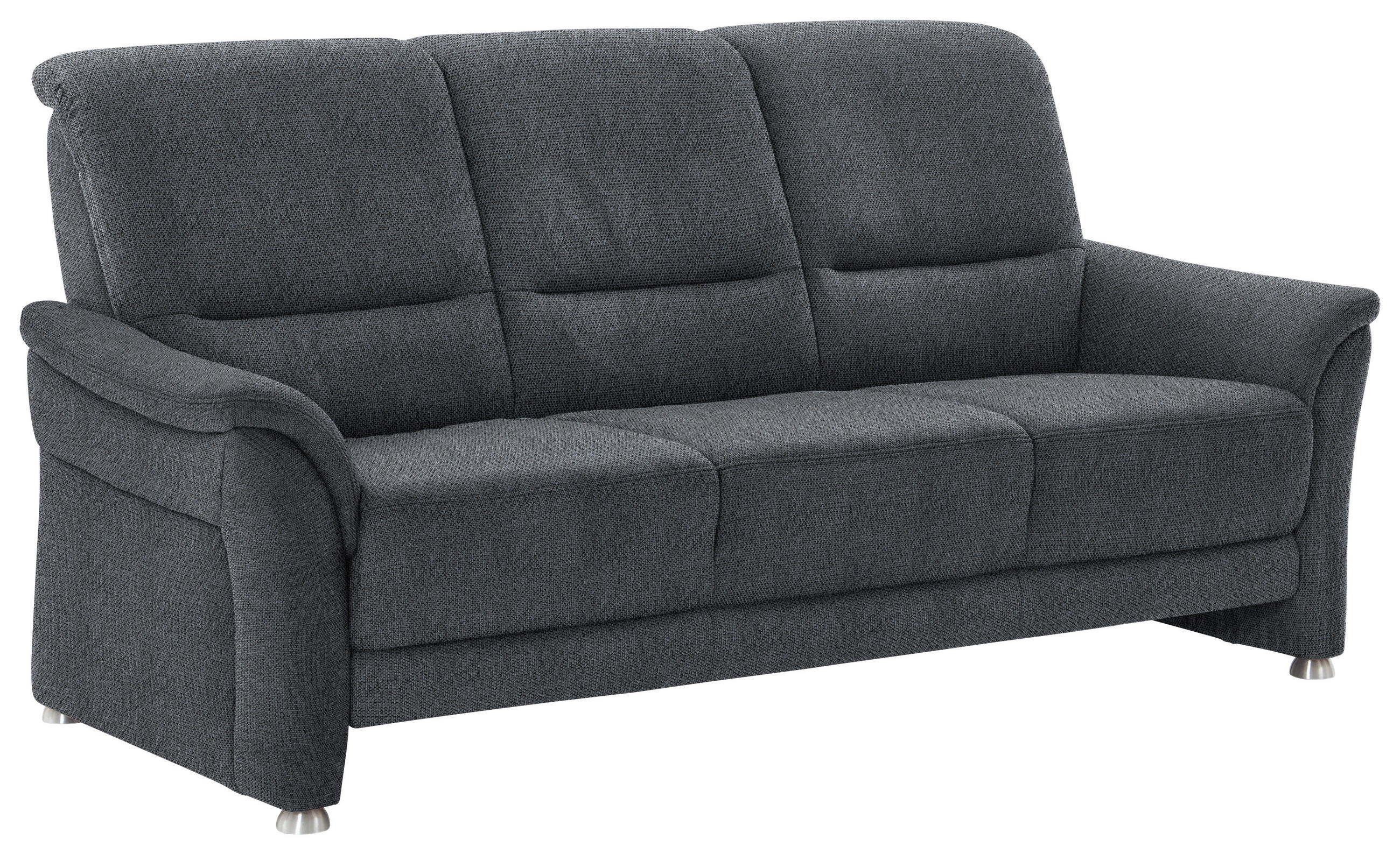 3-SITZER-SOFA Flachgewebe Anthrazit  - Anthrazit/Alufarben, Konventionell, Textil/Metall (198/96/93cm) - Beldomo Premium