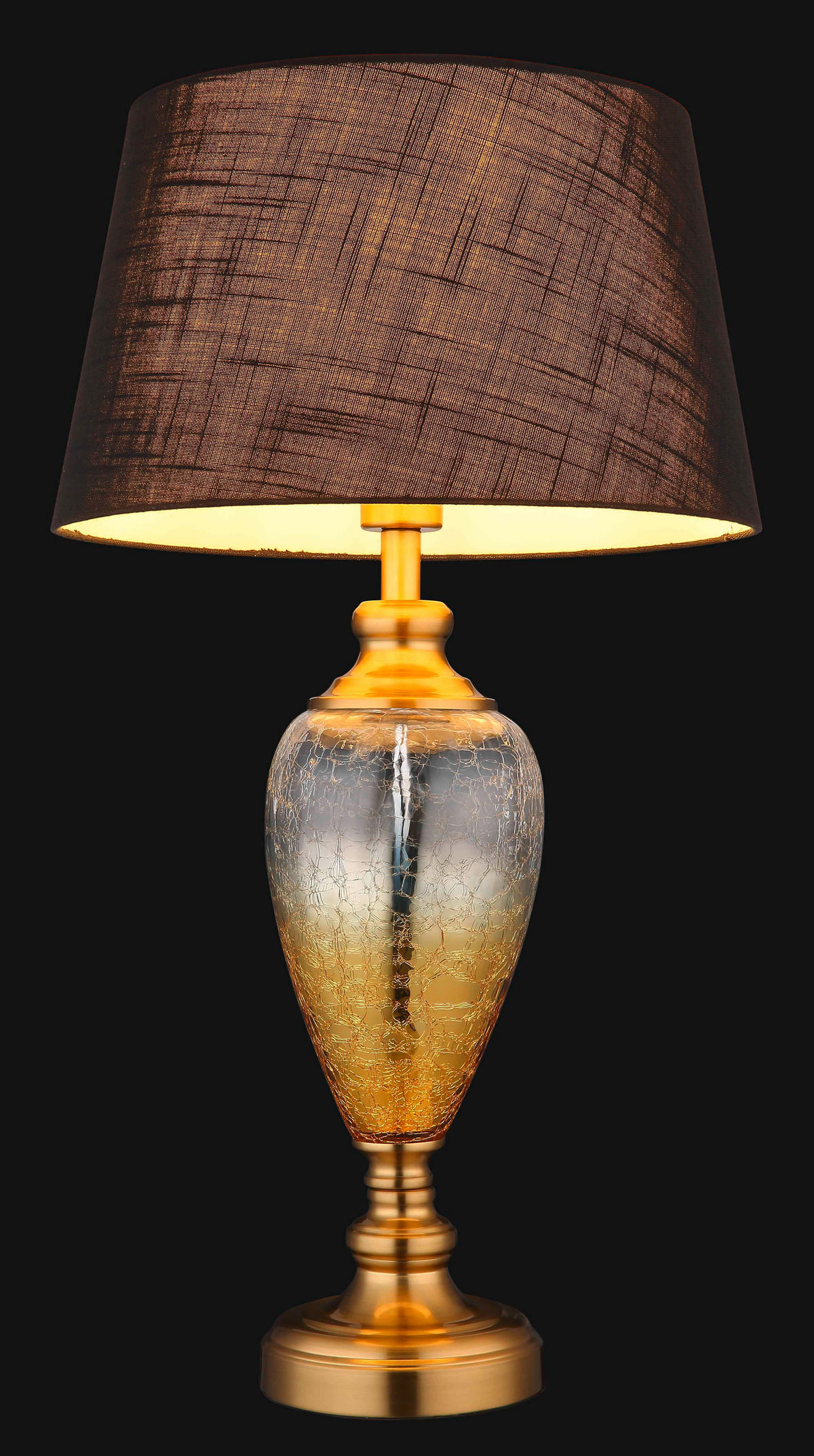 TISCHLEUCHTE - Klar/Messingfarben, Konventionell, Glas/Textil (38/66cm) - Globo