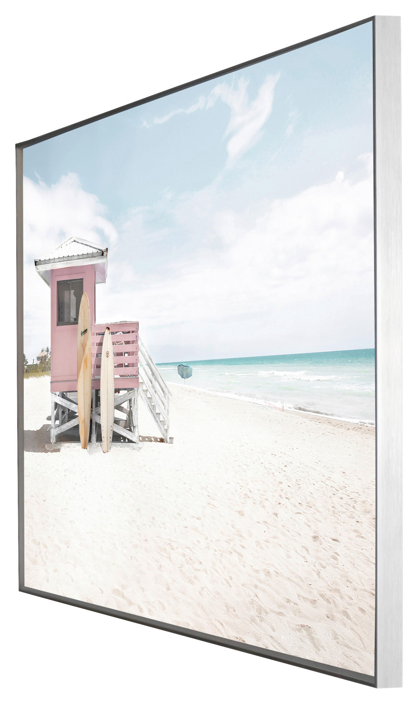 GLASBILD Strand & Meer  - Silberfarben/Multicolor, KONVENTIONELL, Glas/Kunststoff (120/80/3,5cm) - Ambia Home