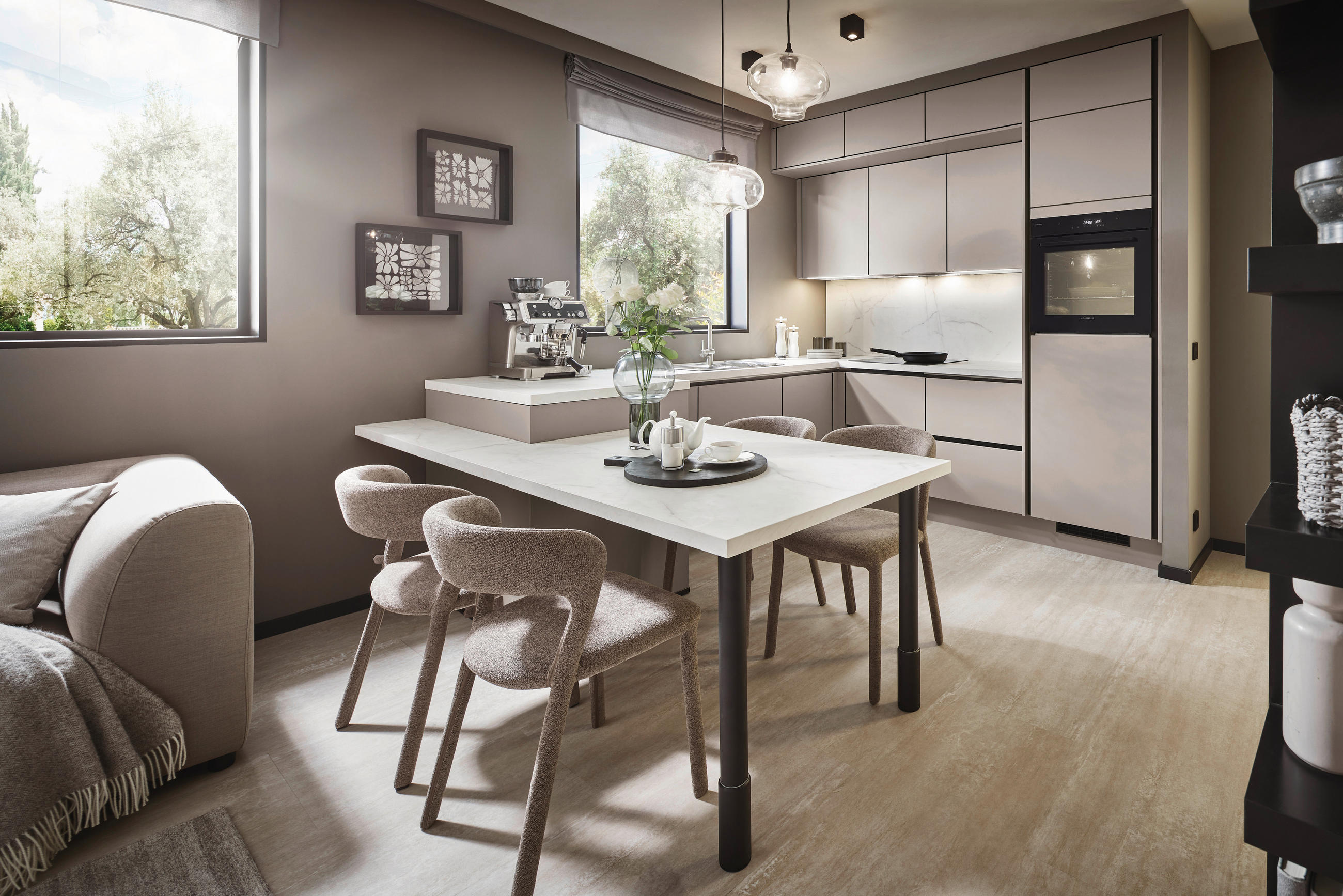 EINBAUKÜCHE   - Grau, Design, Holzwerkstoff - Xora