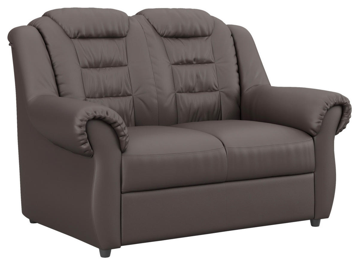 2-SITZER-SOFA in Lederlook Braun  - Schwarz/Braun, Konventionell, Kunststoff/Textil (145/102/101cm) - Livetastic