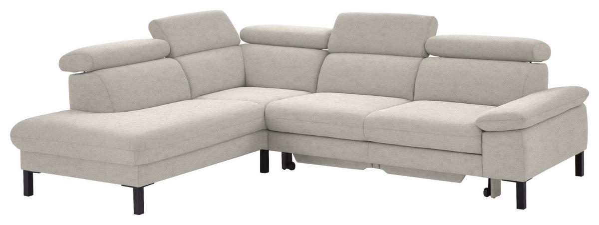 ECKSOFA in Flachgewebe Beige  - Beige/Schwarz, Design, Holzwerkstoff/Textil (217/272cm) - Pure Home Comfort