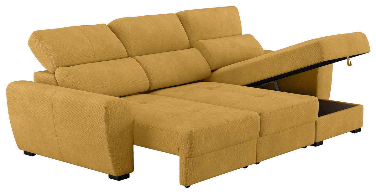 ECKSOFA in Mikrofaser Senfgelb  - Senfgelb/Schwarz, Konventionell, Kunststoff/Textil (285/177cm) - MID.YOU