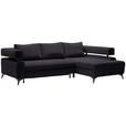 ECKSOFA Schwarz Chenille  - Schwarz, KONVENTIONELL, Textil/Metall (265/184cm) - Hom`in