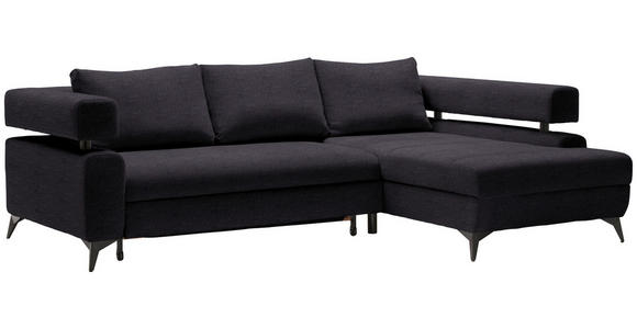 ECKSOFA in Chenille Schwarz  - Schwarz, KONVENTIONELL, Textil/Metall (265/184cm) - Hom`in