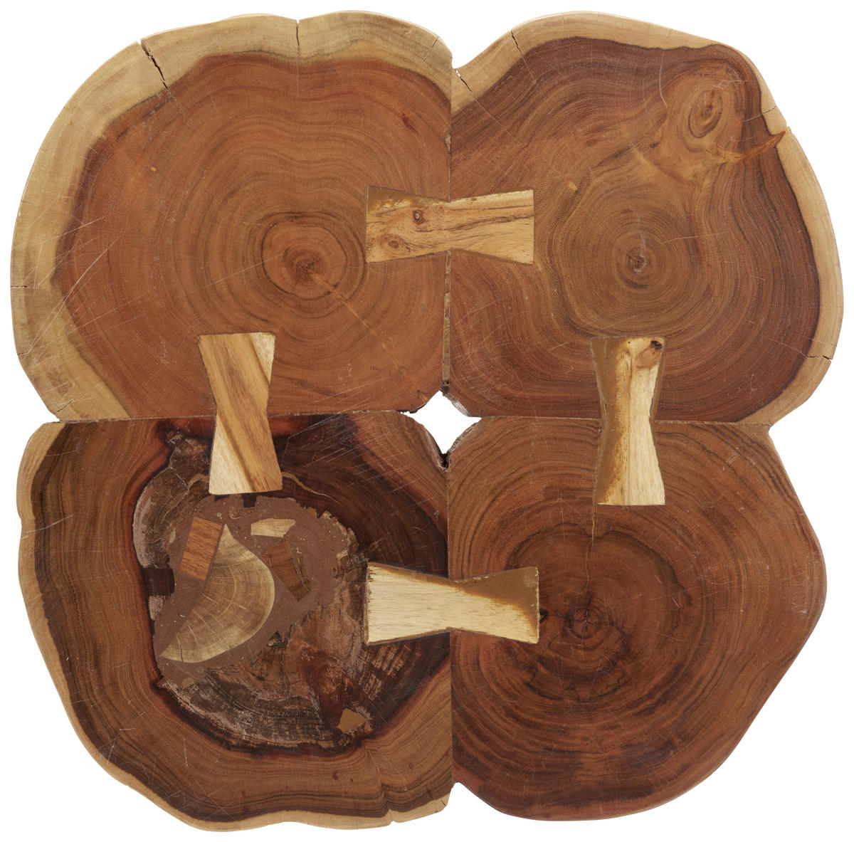 PRÍRUČNÝ STOLÍK, akácia, čierna, farba akácie - čierna/farba akácie, Trend, kov/drevo (51/51/48cm) - Ambia Home
