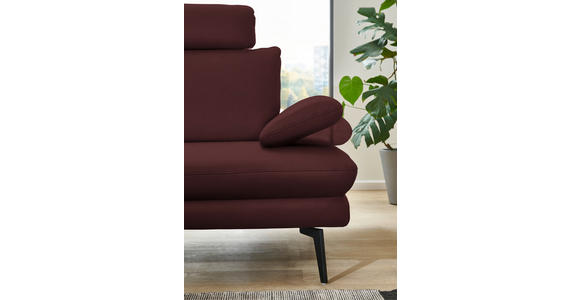 ECKSOFA in Echtleder Beere 180/310 cm - Beere/Schwarz, Design, Leder/Metall (180/310cm) - Dieter Knoll