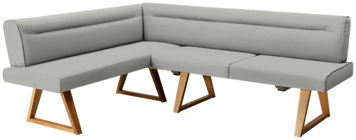 ECKBANK in Holz, Textil Eichefarben, Hellgrau, Ecru  - Ecru/Eichefarben, Konventionell, Holz/Textil (170/230cm) - Moderano