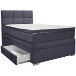 BOXSPRINGBETT 140/200 cm,  in Dunkelblau, Topper, Bettschublade, Matratzen, H3 = fest  - Alufarben/Dunkelblau, KONVENTIONELL, Kunststoff/Textil (140/200cm) - Carryhome