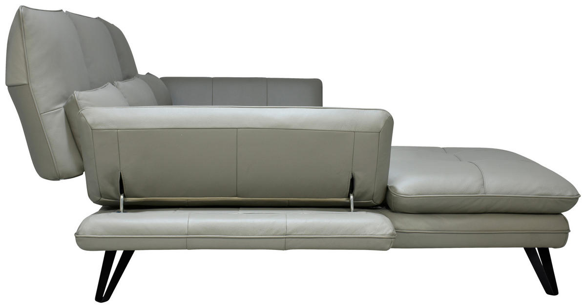 ECKSOFA inkl. Funktionen Taupe Echtleder  - Taupe/Schwarz, Design, Leder/Metall (104-128/312cm) - Celina Home