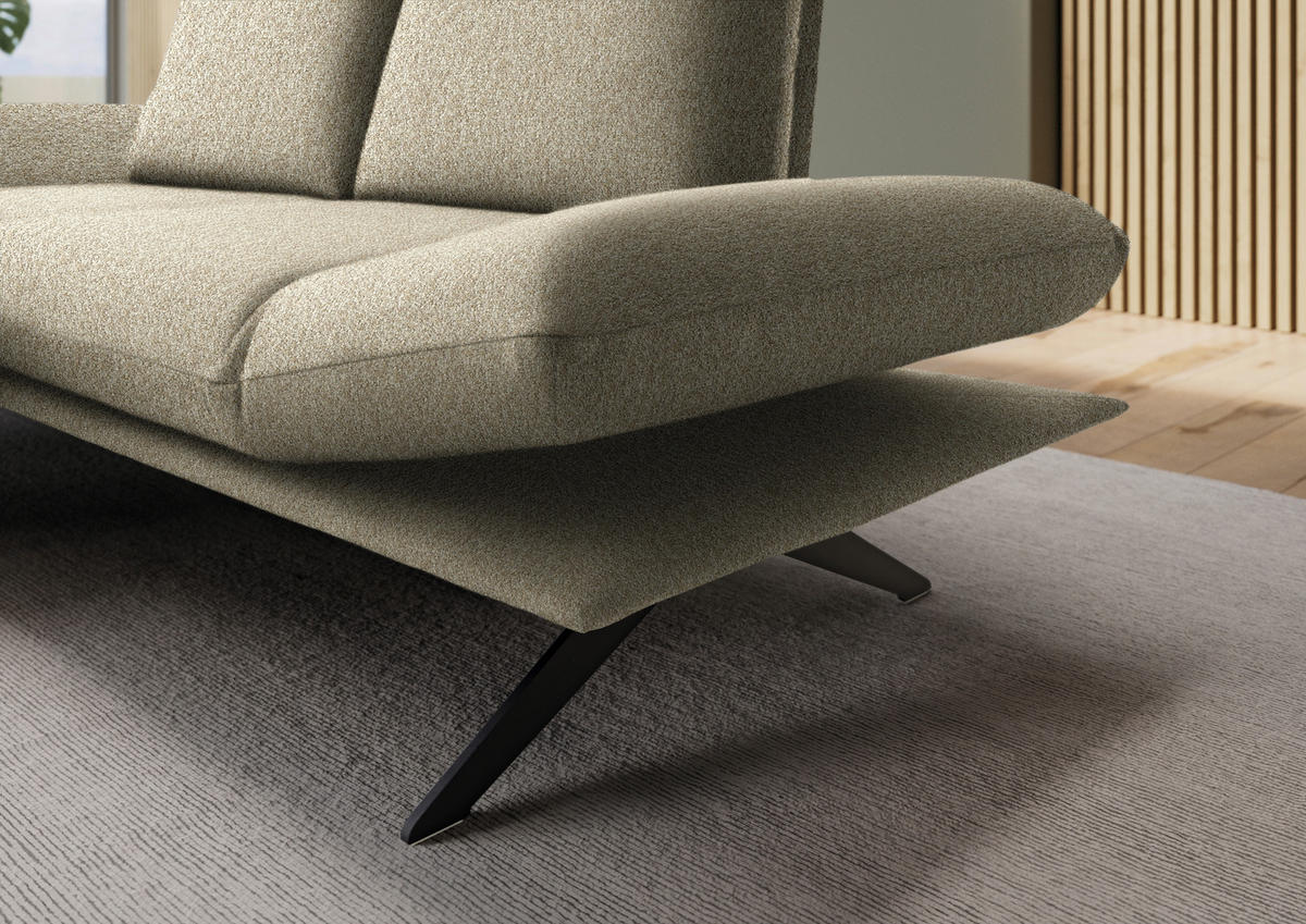 ECKSOFA  in Flachgewebe Beige  155/234 cm  - Beige/Schwarz, Design, Textil/Metall (155/234cm) - Dieter Knoll