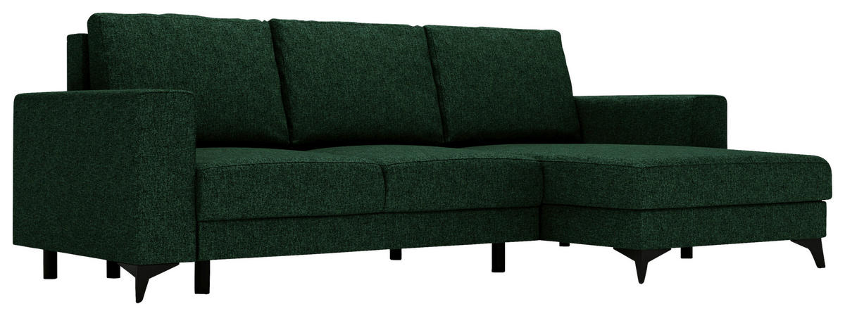 ECKSOFA in Flachgewebe Grün  - Schwarz/Grün, Design, Textil/Metall (244/156cm) - Livetastic