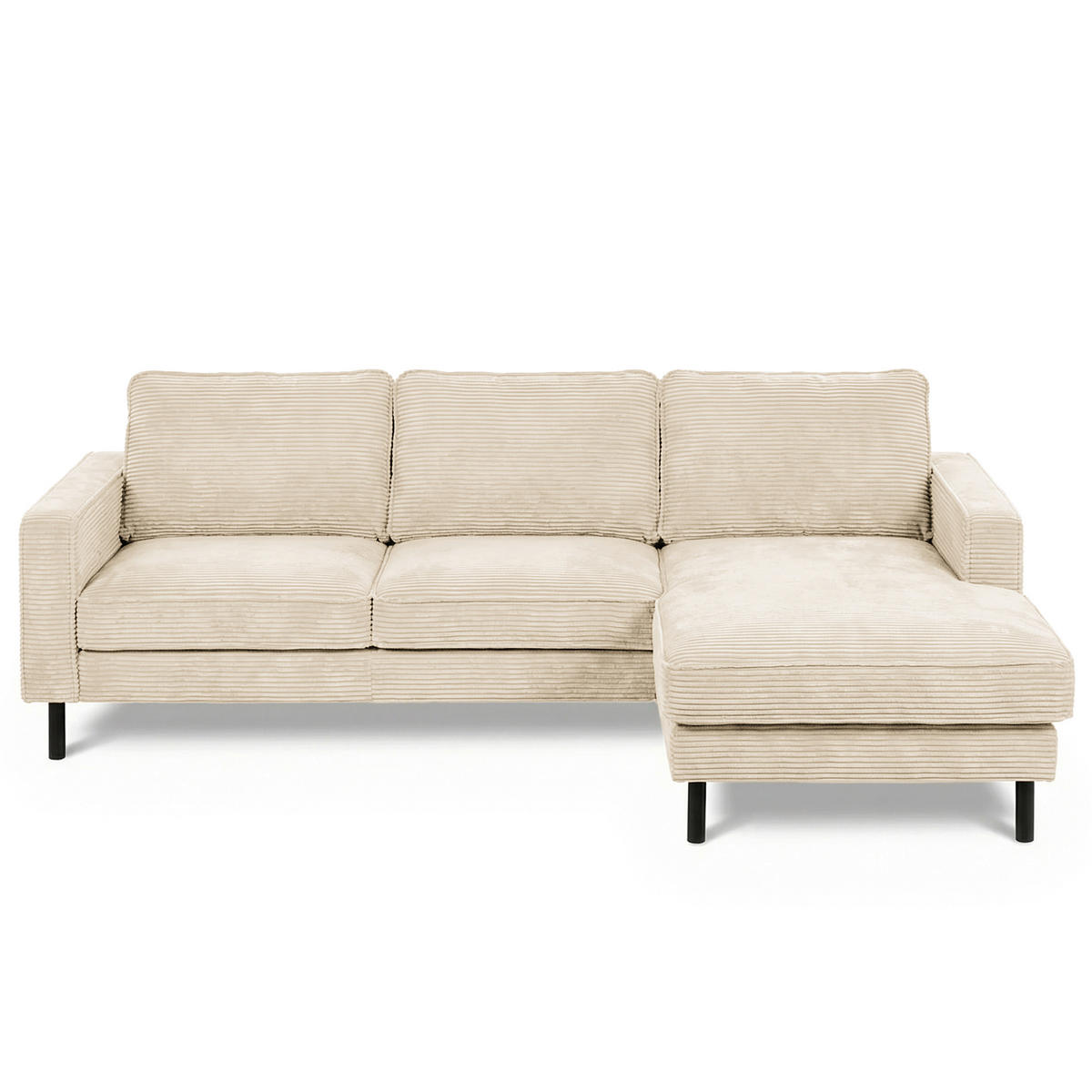 ECKSOFA  in Cord Beige Rücken echt  238/166 cm  - Beige/Schwarz, Design, Textil/Metall (238/166cm) - Livetastic