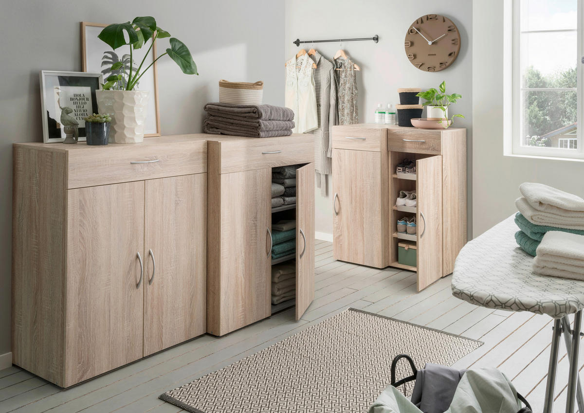 AUFSATZSCHRANK 80/40/54 cm  in  - Eichefarben/Alufarben, KONVENTIONELL, Holzwerkstoff/Kunststoff (80/40/54cm) - Xora