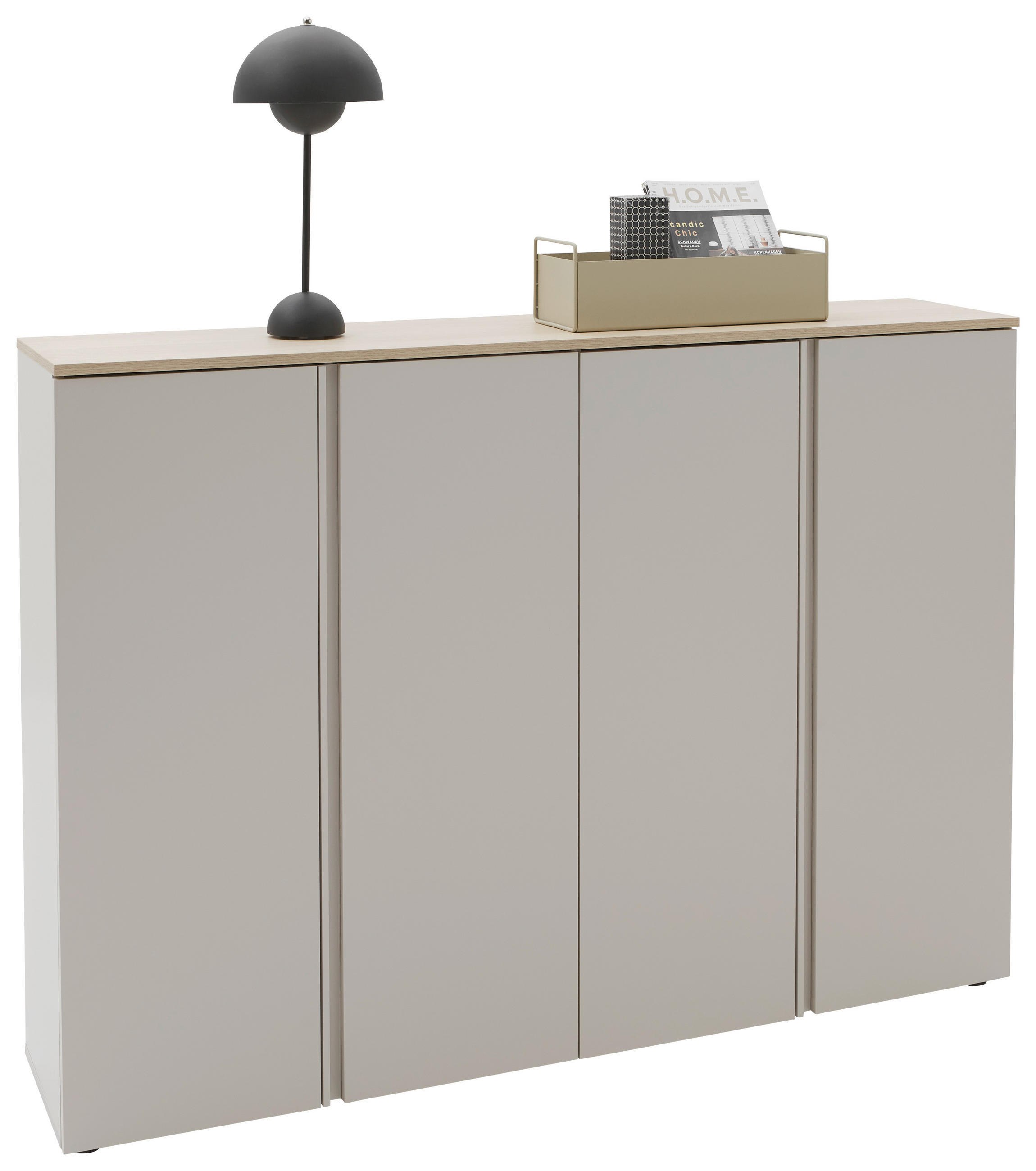 SCHUHSCHRANK Eichefarben, Kaschmir  - Kaschmir/Eichefarben, Design, Holzwerkstoff/Kunststoff (158,2/113,2/34cm) - Voleo