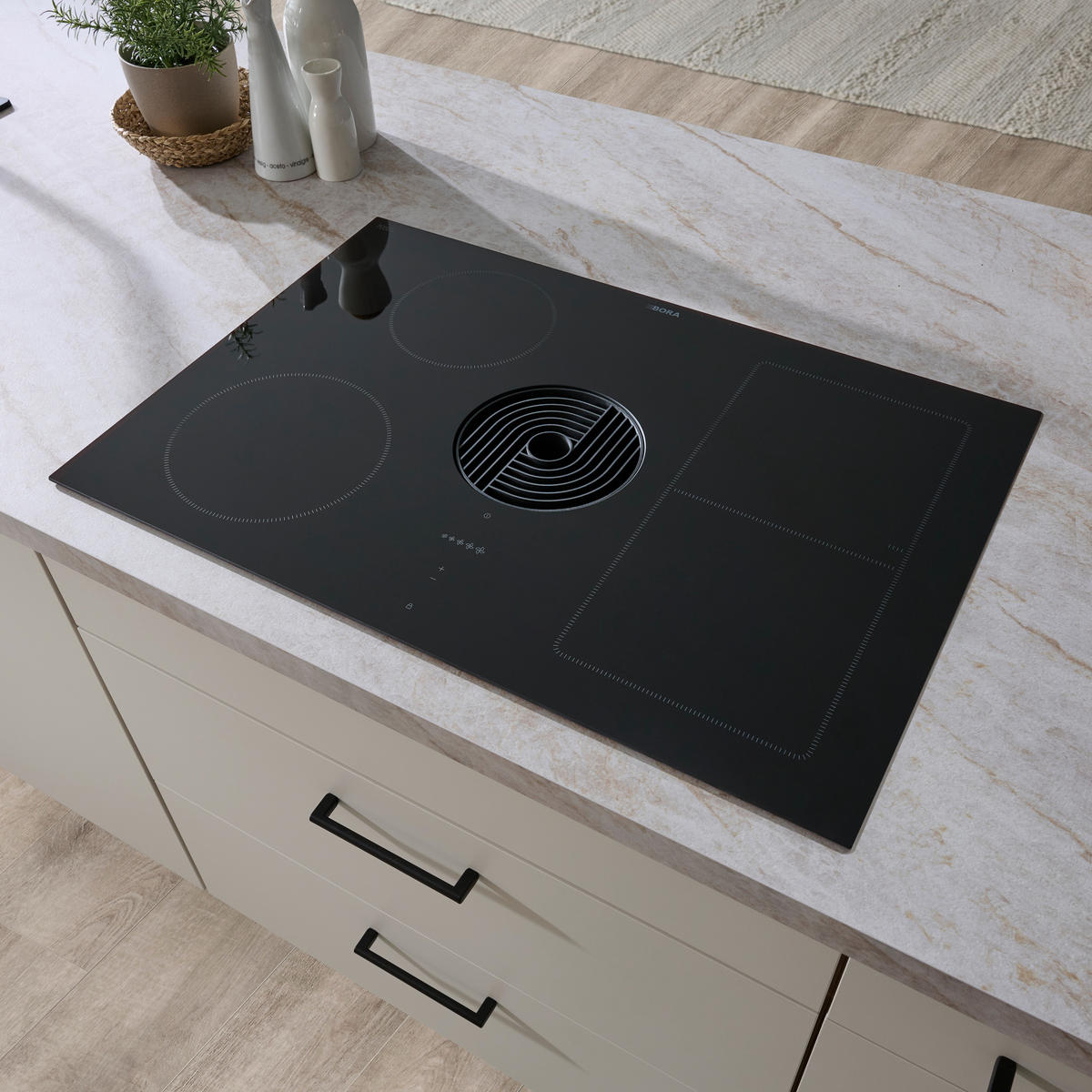 KOCHFELD-DUNSTABZUG-KOMBI E80PUE02  - Schwarz, Basics, Glas/Metall (76/19,9/51,5cm) - Bora