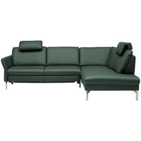 ECKSOFA in Echtleder Opal  - Opal/Alufarben, Konventionell, Leder/Metall (284/220cm) - Beldomo Premium