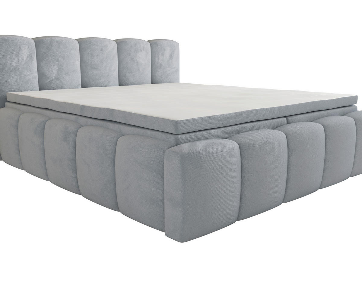BOXBETT 140/200 cm,  in Grau, Bettkasten, Topper, H2 = mittel  - Grau, MODERN, Textil (140/200cm) - MID.YOU