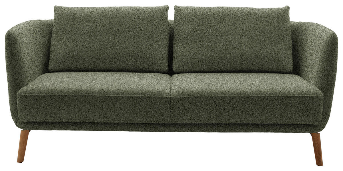 2,5-SITZER  in Flachgewebe Grün  - Eichefarben/Weiß, Design, Holz/Textil (190/71/91cm) - Schöner Wohnen