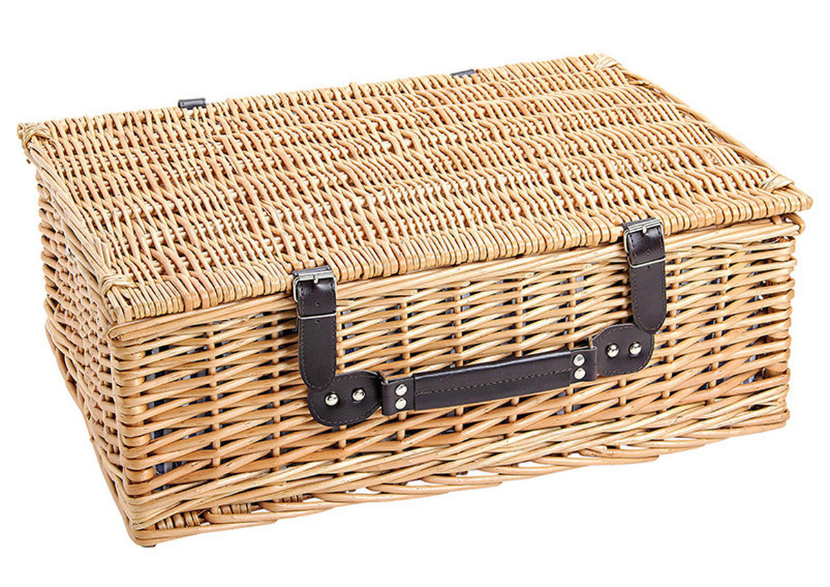 PICKNICKKORB FÜR 4 PERSONEN - Hellbraun, Basics, Holz/Textil (54/37/21cm)