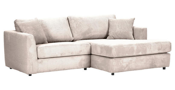 ECKSOFA Naturfarben Cord Zierkissen, Rückenkissen, Rücken echt  - Schwarz/Naturfarben, KONVENTIONELL, Kunststoff/Textil (234/170cm) - Carryhome