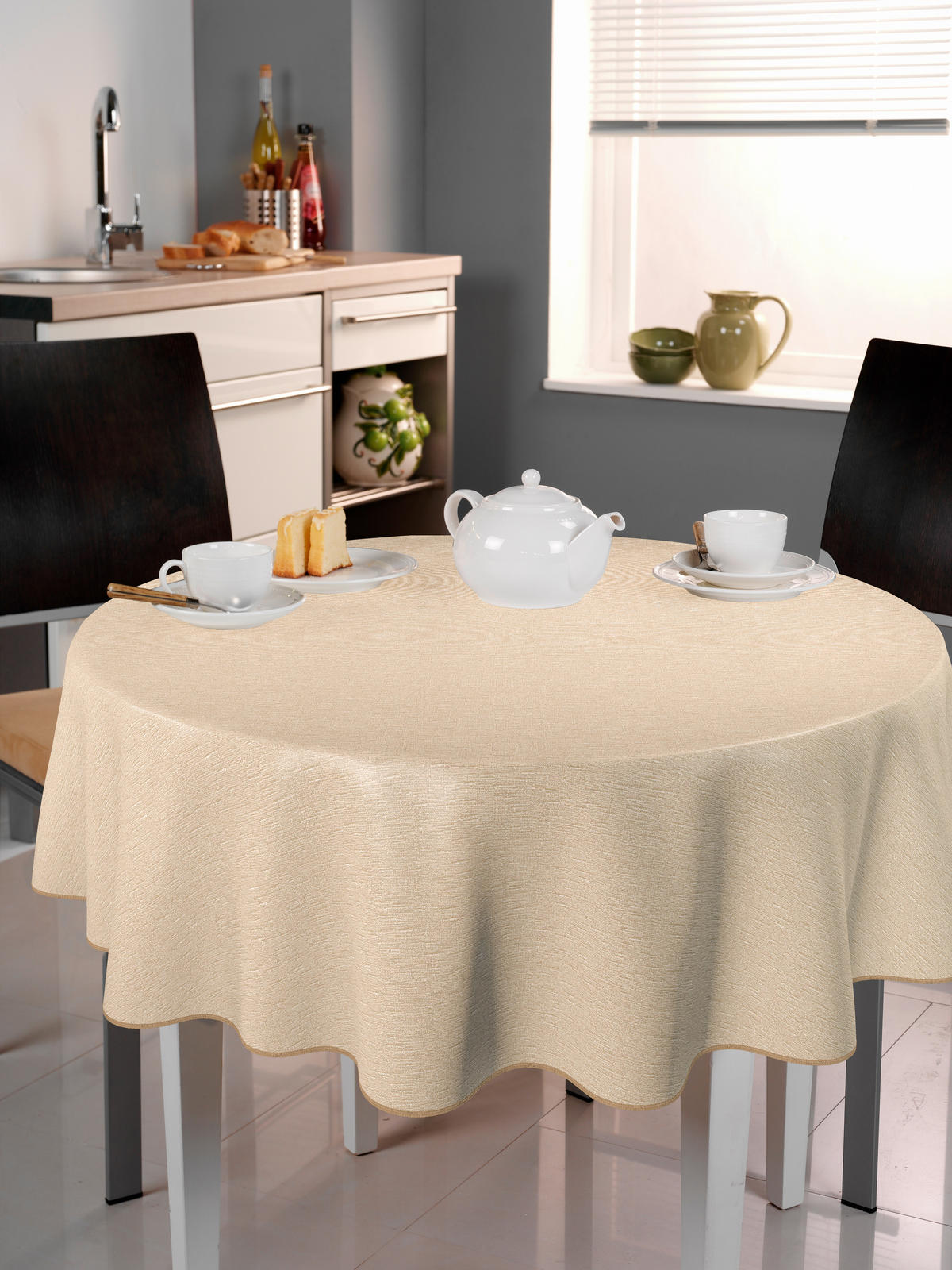 TISCHDECKE MILANO Textil Beige 140 cm  - Beige, Basics, Textil (140cm) - Peyer Syntex