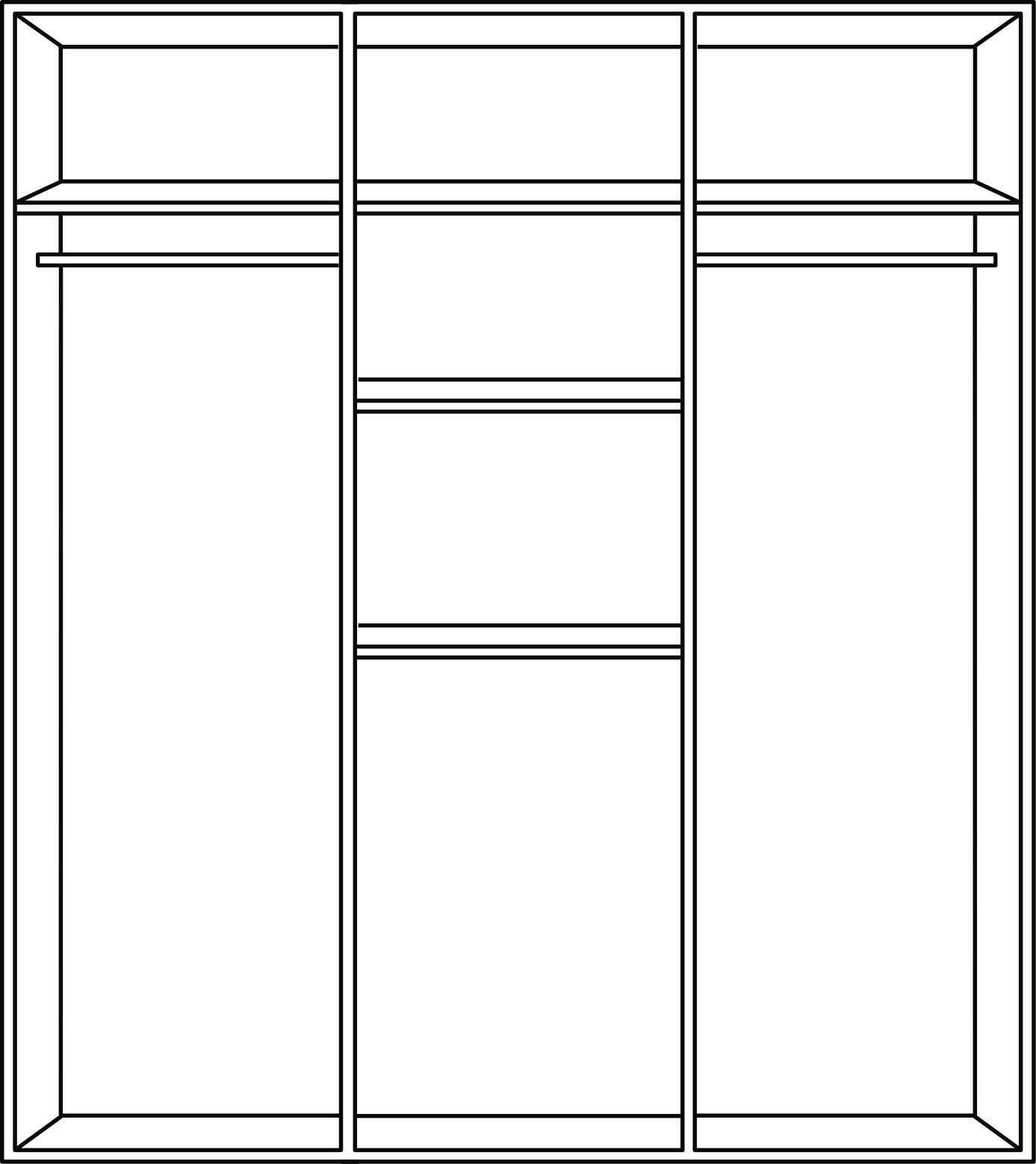 KLEIDERSCHRANK 3-türig Weiß, Eichefarben - Eichefarben/Alufarben, KONVENTIONELL, Glas/Holzwerkstoff (135/199/58cm) - Carryhome