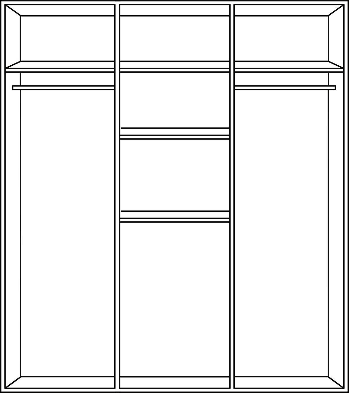 KLEIDERSCHRANK  in Weiß, Eichefarben  - Eichefarben/Alufarben, KONVENTIONELL, Holzwerkstoff/Kunststoff (135/199/58cm) - Carryhome