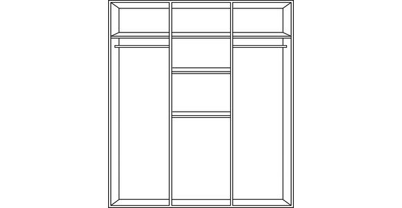 KLEIDERSCHRANK  in Weiß, Eichefarben  - Eichefarben/Alufarben, KONVENTIONELL, Holzwerkstoff/Kunststoff (135/199/58cm) - Carryhome