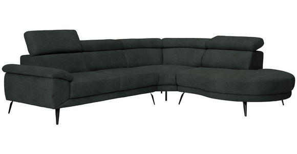 ECKSOFA in Samt Dunkelgrün  - Dunkelgrün/Schwarz, Design, Textil/Metall (299/264cm) - Novel