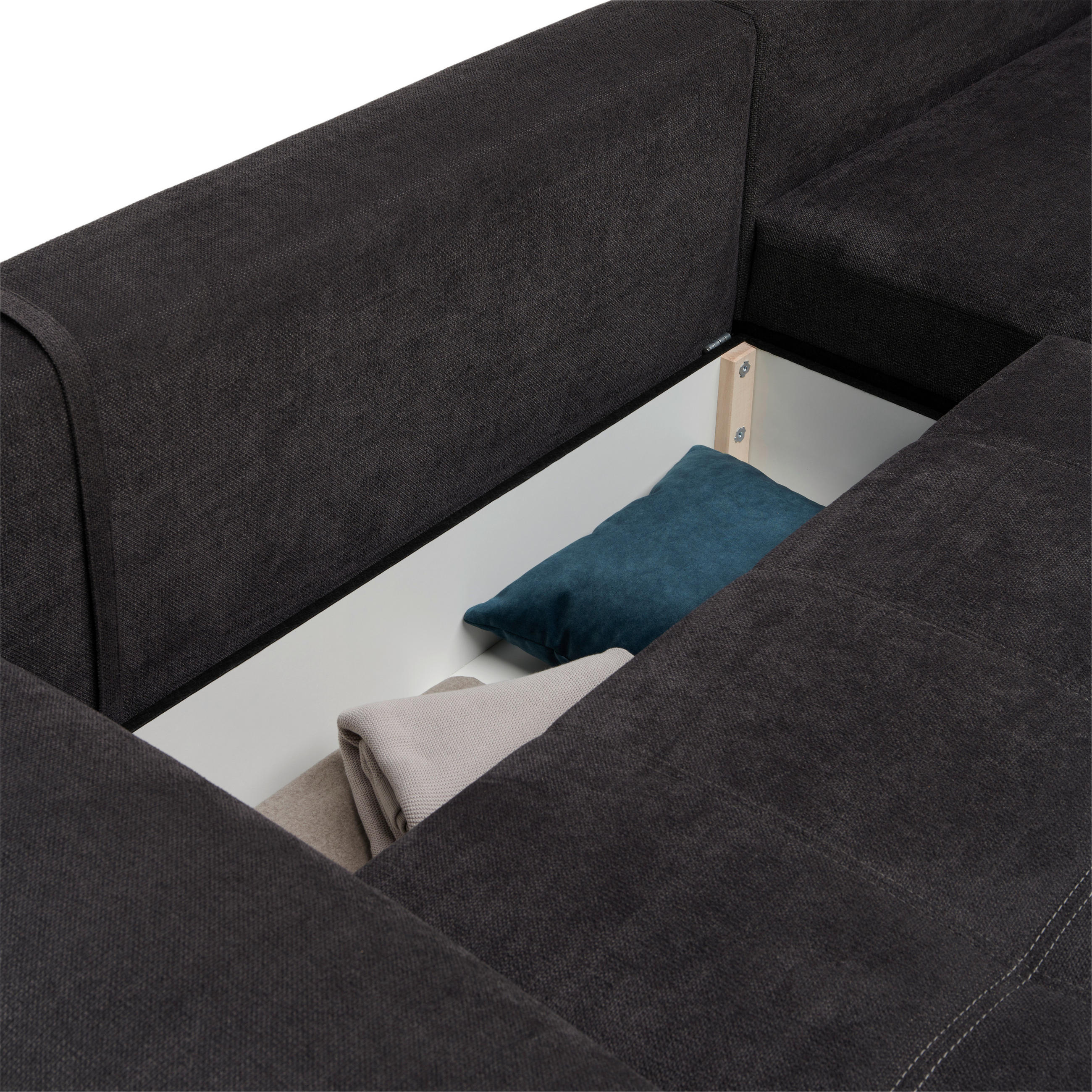ROHOVÁ SEDACIA SÚPRAVA, textil, čierna - čierna/petrolejová, Design, textil/plast (212/276cm) - Carryhome