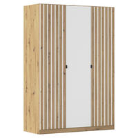 DREHTÜRENSCHRANK  in Weiß, Eiche Artisan  - Eiche Artisan/Weiß, MODERN, Holzwerkstoff/Metall (136/197/54cm) - Rauch Möbel