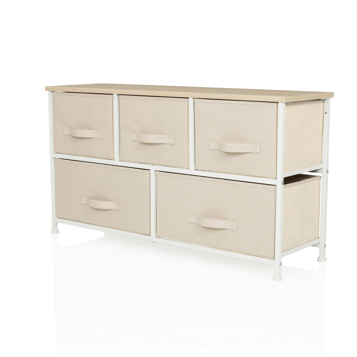 KOMMODE  in 100/55/30 cm  - Beige/Weiß, MODERN, Kunststoff/Textil (100/55/30cm) - MID.YOU