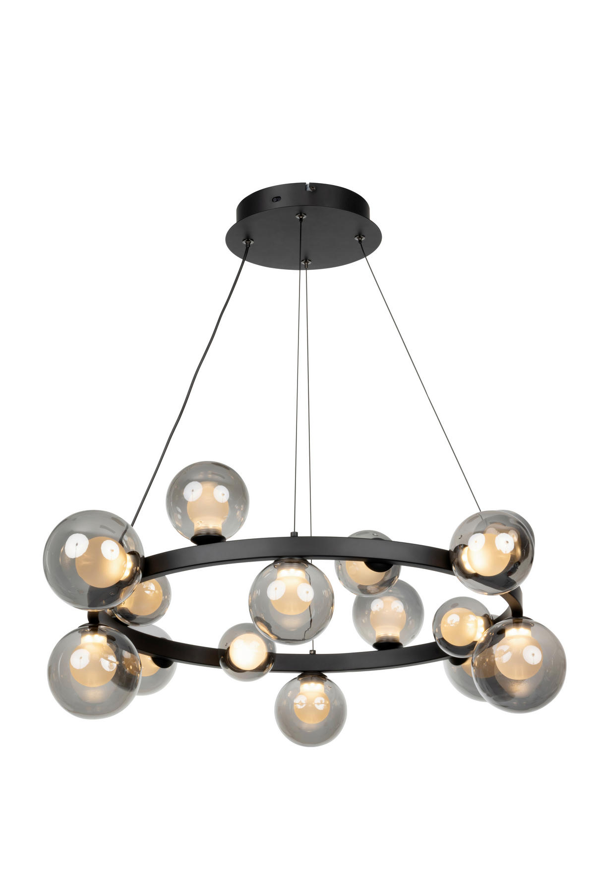 ZÁVESNÉ LED SVIETIDLO, 79,5/150 cm  - čiernohnedá, Design, kov/sklo (79,5/150cm) - Dieter Knoll