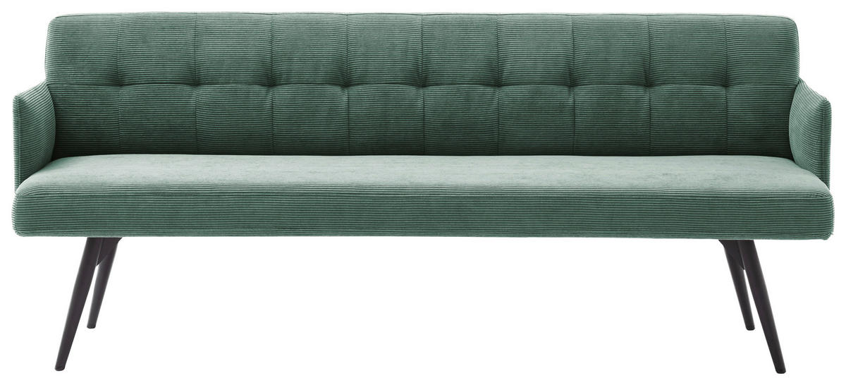 SITZBANK in Textil Grün  - Schwarz/Grün, Design, Textil/Metall (206/85/69cm) - Johann Jakob