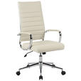 DREHSTUHL Chromfarben, Beige  - Chromfarben/Beige, KONVENTIONELL, Leder/Kunststoff (63,5/103/112.5/55,5cm) - Venda