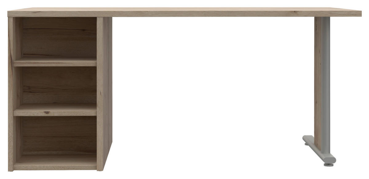 PSACÍ STŮL, bílá, vysoce lesklá bílá, trámové dubové dřevo, 160/72,8/80 cm - bílá/trámové dubové dřevo, Moderní, kov/kompozitní dřevo (160/72,8/80cm) - Premium Living